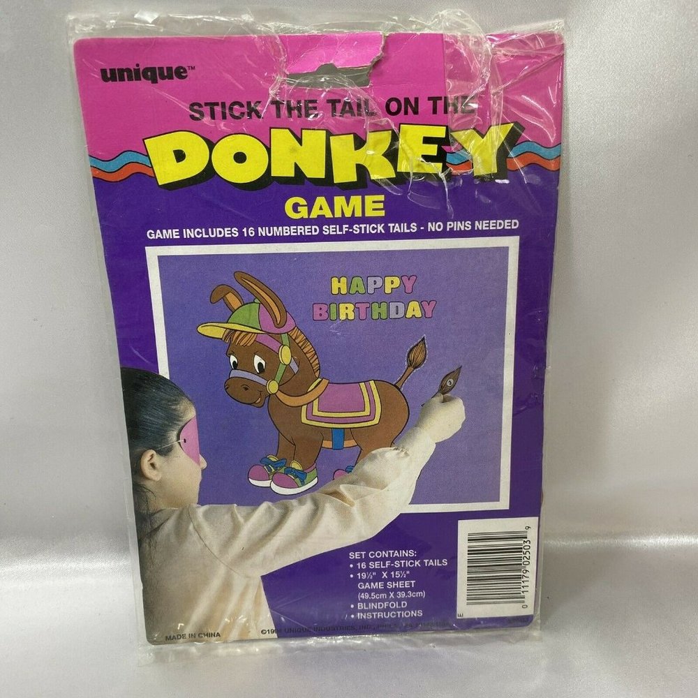 Vintage Pin The Tail On The Donkey Game And Poster